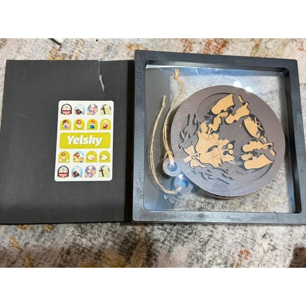 3D Layered Wooden Nativity Christmas Ornaments Set with Display Box